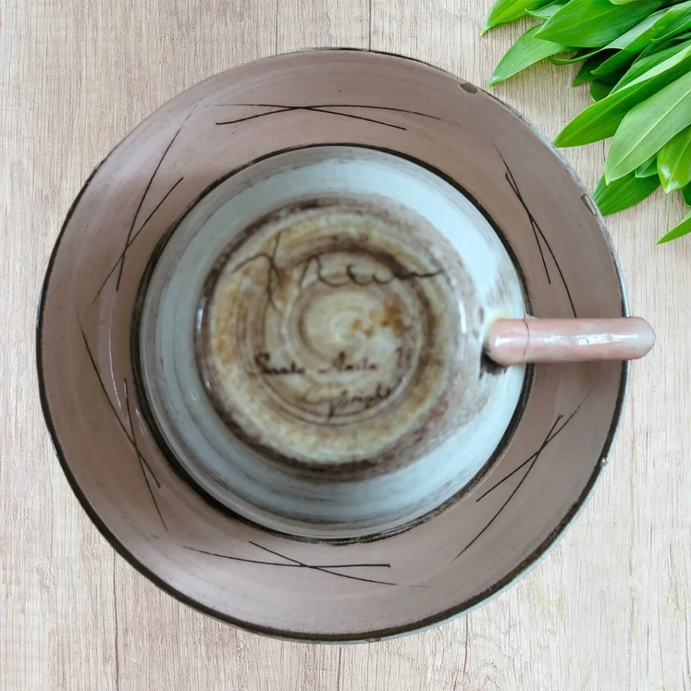 Vtg 1950s Stylized Spirals Brown & Pink SANTA ANITA Vreni Coffee Tea Cup…